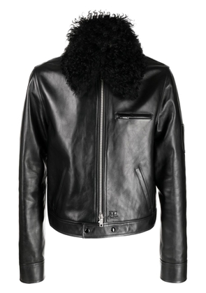 Courrèges detachable collar leather jacket - Black