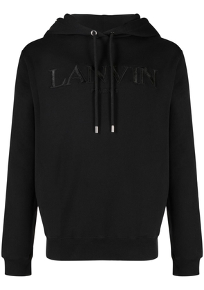 Lanvin logo-embroidered cotton hoodie - Black