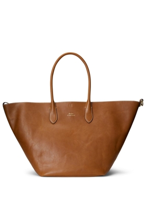 Polo Ralph Lauren logo-debossed leather tote bag - Brown