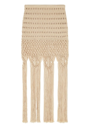 Alanui A Love Letter To India crochet skirt - Neutrals