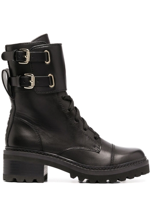 DKNY lace-up side buckle boots - Black