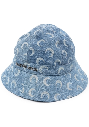 Marine Serre moon-print denim bucket hat - Blue