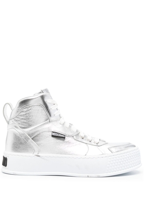 Moschino high-top leather sneakers - Silver