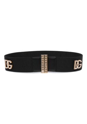 Dolce & Gabbana logo-plaque stretch belt - Black