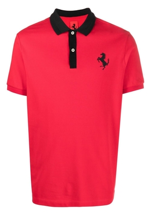Ferrari logo-print cotton polo shirt - Red