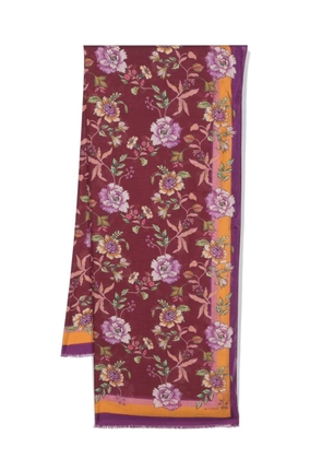 ETRO floral-motif semi-sheer scarf - Purple