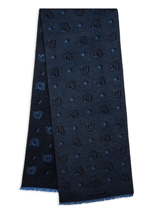 Ferragamo patterned-jacquard silk scarf - Blue