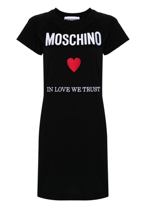 Moschino logo-embroidered cotton T-shirt dress - Black