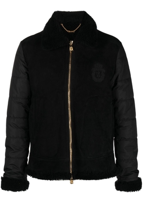 Billionaire shearling-trim zip-up leather jacket - Black