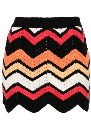 Alanui Kaleidoscopic chevron-knit miniskirt - Orange