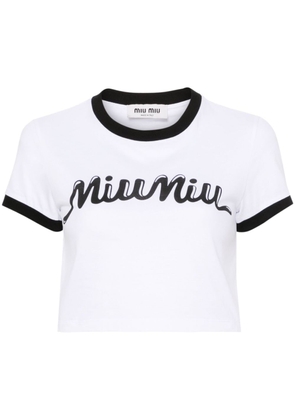 Miu Miu logo-print cotton T-shirt - White