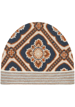 ETRO floral-intarsia knit beanie - Blue