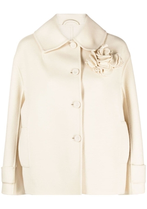 Ermanno Scervino rose-appliqué virgin wool jacket - White