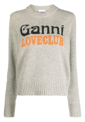 GANNI logo-intarsia jumper - Grey