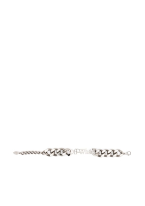 Off-White logo-lettering cuban-link bracelet - Silver