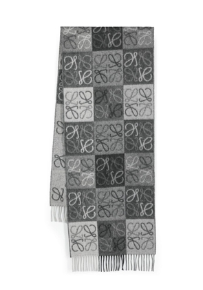 LOEWE Anagram-jacquard wool-blend scarf - Black