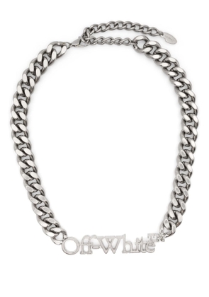 Off-White logo-lettering cuban-chain necklace - Silver