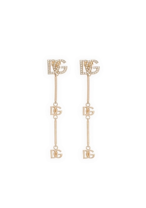 Dolce & Gabbana logo-plaque drop earrings - Gold