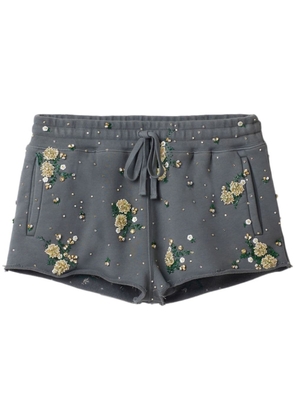 Miu Miu floral-embroidered cotton shorts - Grey