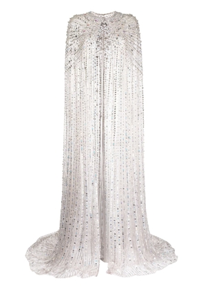 Jenny Packham Clara crystal-embellished long cape - Silver