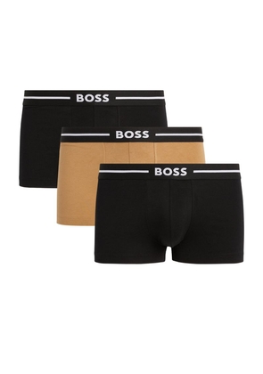 Boss Stretch-Cotton Logo Trunks (Pack Of 3)