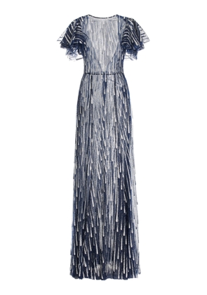 The Vampire's Wife - The Silver Rain Glittered Tulle Maxi Dress - Blue - UK 14 - Moda Operandi