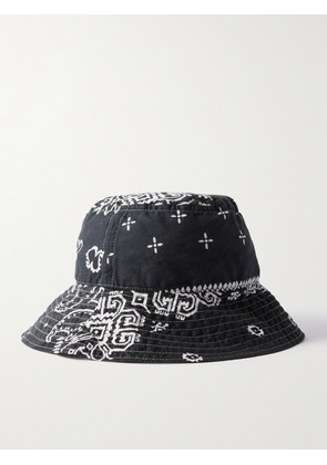 KAPITAL - Logo-Appliquéd Bandana-Print Cotton-Voile Bucket Hat - Men - Black