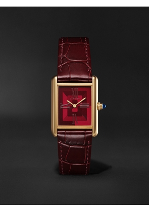 Cartier - Tank Louis Cartier Hand-Wound 25.5mm 18-Karat Gold and Alligator Watch, Ref. No. WGTA0093 - Men - Red