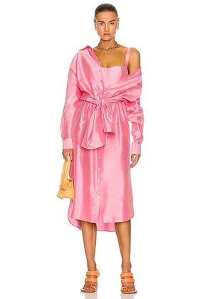 Rosie Assoulin Bustino Button Down Dress in Starfish Pink - Pink. Size 2 (also in 4).