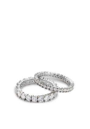 Rhinestone Pinky Ring Set of 2 - Silver