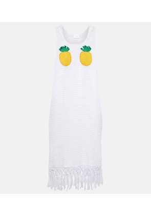 Anna Kosturova Pineapple Mesh fringed crochet cotton minidress