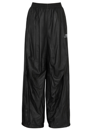 Balenciaga 3B Sports Icon Leather Sweatpants - Black - 8