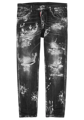 DSQUARED2 Skater Paint-splattered Skinny Jeans - Black - 46