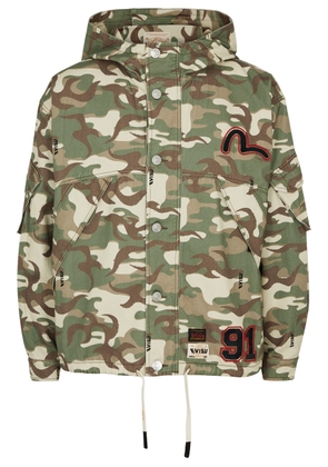 Evisu Camouflage-print Hooded Denim Jacket - Green - L