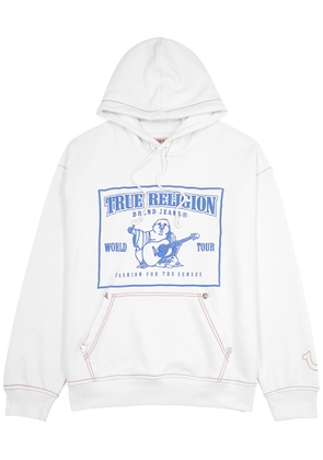 True Religion Logo Hooded Cotton Sweatshirt - White - L