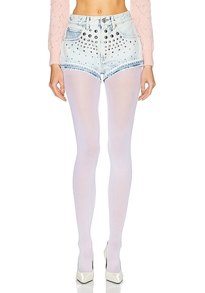 Alessandra Rich Stud Short in Light Blue - Blue. Size 24 (also in 25, 26, 27, 28).