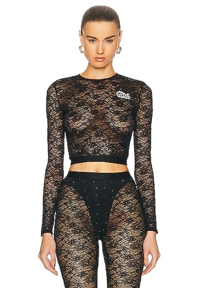Alessandra Rich Stretch Lace Top in Black - Black. Size 36 (also in 38).
