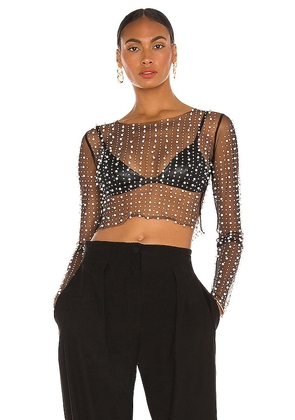Beach Bunny Look and Glisten Pearl Mesh Top in Black. Size M, S.