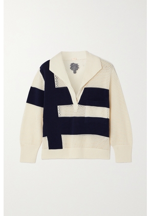 Johanna Ortiz - + Net Sustain Rio Mara Striped Open-knit Pima Cotton Sweater - Blue - x small,small,medium,large,x large