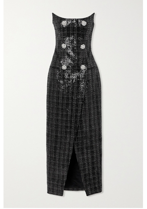 Balmain - Strapless Embellished Sequined Metallic Tweed Gown - Black - FR34,FR36,FR38,FR40,FR42,FR44