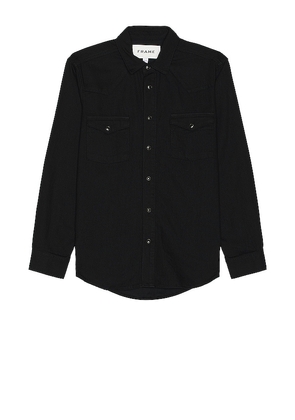 FRAME Western Denim Shirt in Black. Size L.