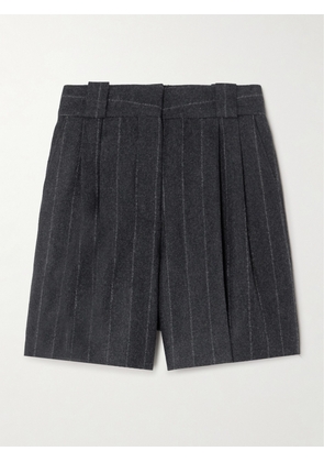 Blazé Milano - Ferien Pleated Pinstriped Wool And Cashmere-blend Shorts - Gray - 00,0,1,2,3,4