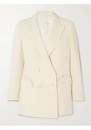 Blazé Milano - Resolute Everyday Double-breasted Silk Twill-trimmed Wool-crepe Blazer - Cream - 00,0,1,2,3,4