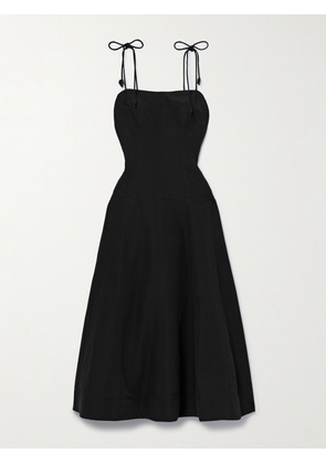 Ulla Johnson - Batista Cotton, Linen And Silk-blend Poplin Midi Dress - Black - US00,US0,US2,US4,US6,US8,US10,US12