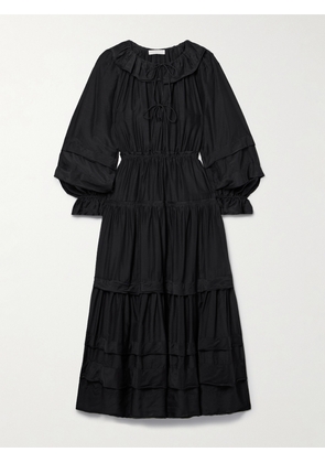Ulla Johnson - Ethel Tiered Cotton And Silk-blend Voile Midi Dress - Black - US00,US0,US2,US4,US6,US8,US10,US12