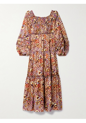 Ulla Johnson - Anastasia Lace-up Printed Silk-habotai Midi Dress - Red - US0,US2,US4,US6,US8,US10,US12,US14