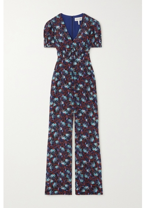Saloni - Lea Floral-print Silk-georgette Jumpsuit - Blue - UK 4,UK 6,UK 8,UK 10,UK 12,UK 14,UK 16