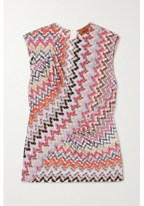 Missoni - Gathered Striped Metallic Crochet-knit Top - Pink - IT36,IT38,IT40,IT42,IT44,IT46,IT48