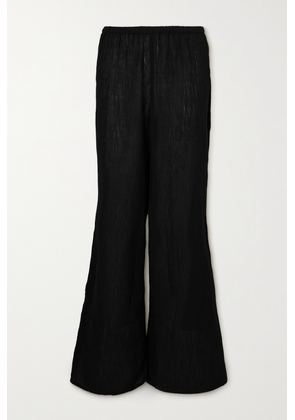 Faithfull - + Net Sustain Melia Crinkled Linen-blend Gauze Straight-leg Pants - Black - x small,small,medium,large,x large,xx large