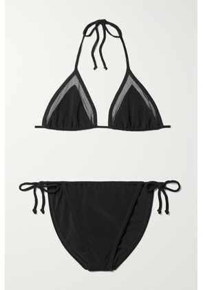 Norma Kamali - Stretch-mesh-trimmed Triangle Bikini - Black - xx small,x small,small,medium,large,x large